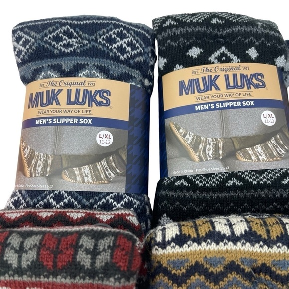 Muk Luks Men's Slipper Socks shoe Size 11-13 Large-XL one slip resistant NWT - Picture 5 of 10